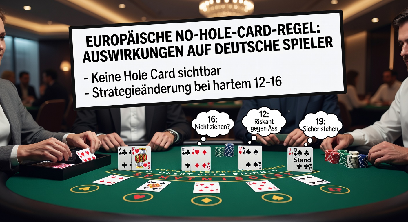 Detaillierte Blackjack-Strategietabelle für die europäische No-Hole-Card-Regel, angepasst für deutsche Online-Casinos